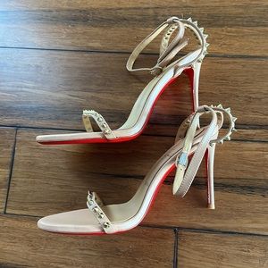 Beige spike stiletto sandals